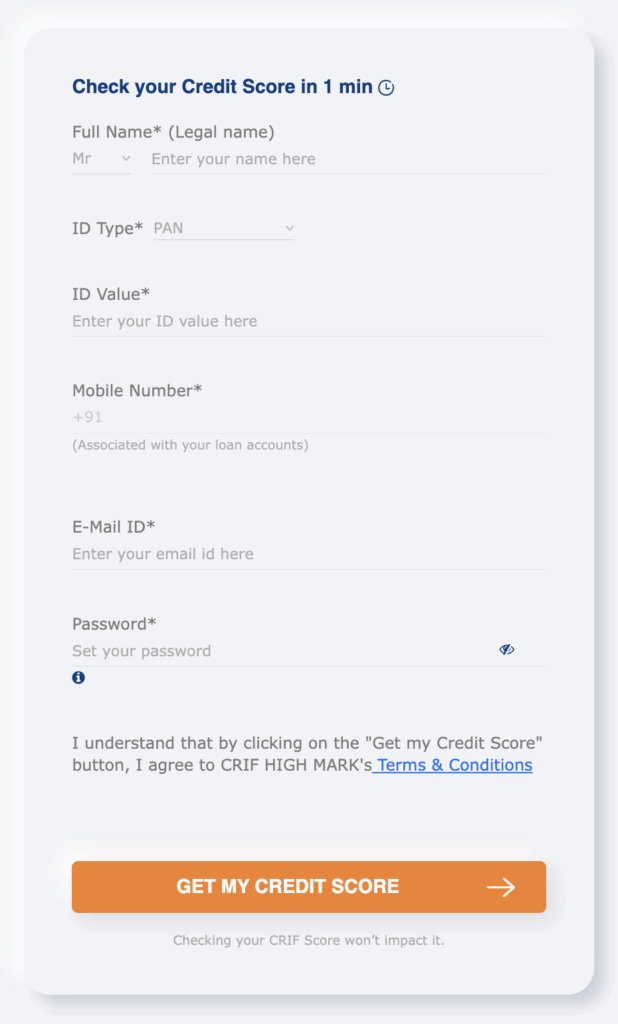 CRIF HIGH MARK Registration screenshot