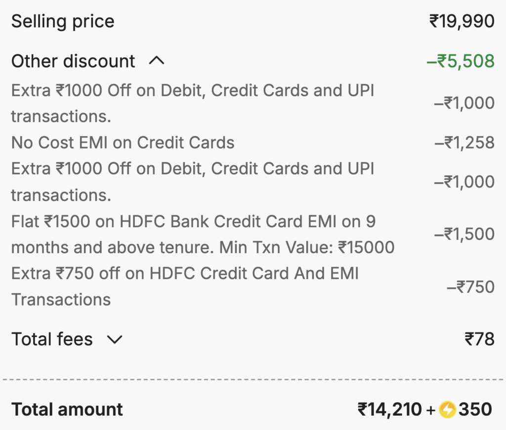 Washing machine invoice breakdown